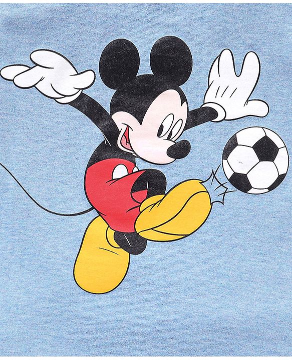 Babyhug Half Sleeves T-Shirt Mickey Mouse Print - Blue