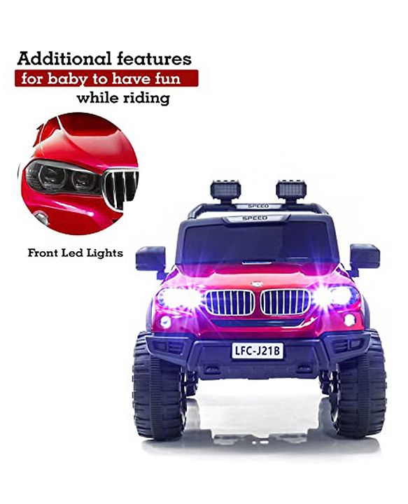Babyhug Battery Operated Ride on Jeep With Light & Music - Red| Magic Swing Mode| Forward & Backward Operation| Openable Doors| Realistic Design| Wide Comfortable Seat| Rechargeable Battery| MP3 Player & Aux Facility