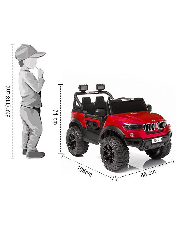 Babyhug Battery Operated Ride on Jeep With Light & Music - Red| Magic Swing Mode| Forward & Backward Operation| Openable Doors| Realistic Design| Wide Comfortable Seat| Rechargeable Battery| MP3 Player & Aux Facility