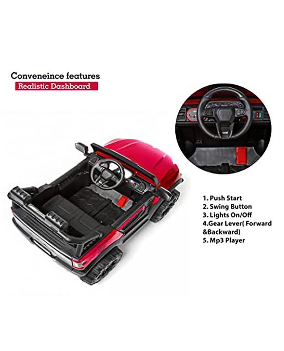 Babyhug Battery Operated Ride on Jeep With Light & Music - Red| Magic Swing Mode| Forward & Backward Operation| Openable Doors| Realistic Design| Wide Comfortable Seat| Rechargeable Battery| MP3 Player & Aux Facility