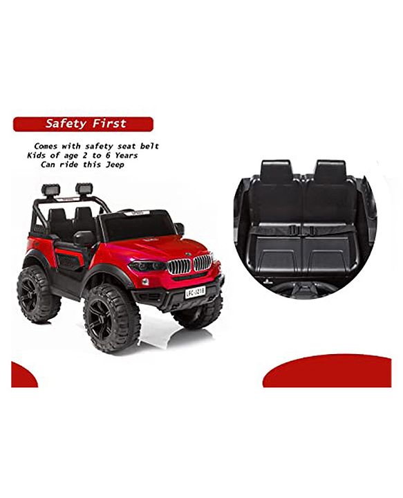 Babyhug Battery Operated Ride on Jeep With Light & Music - Red| Magic Swing Mode| Forward & Backward Operation| Openable Doors| Realistic Design| Wide Comfortable Seat| Rechargeable Battery| MP3 Player & Aux Facility