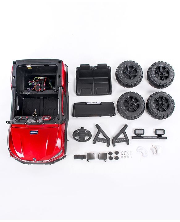 Babyhug Battery Operated Ride on Jeep With Light & Music - Red| Magic Swing Mode| Forward & Backward Operation| Openable Doors| Realistic Design| Wide Comfortable Seat| Rechargeable Battery| MP3 Player & Aux Facility