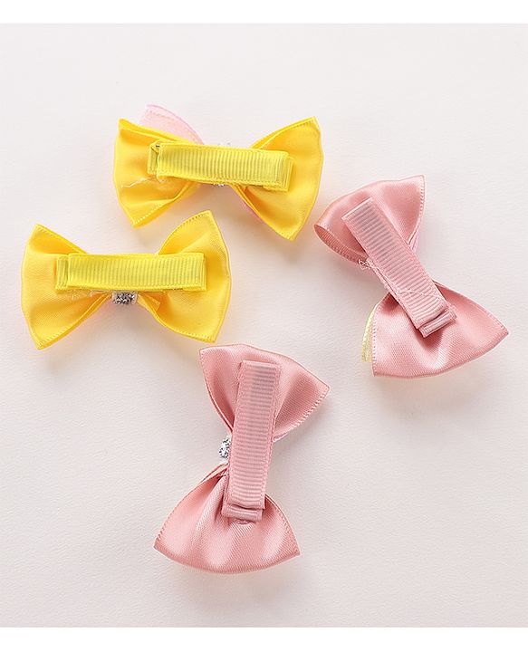 Babyhug Hair Bands With Alligator Hair Clips Pack of 6 - Yellow & Peach