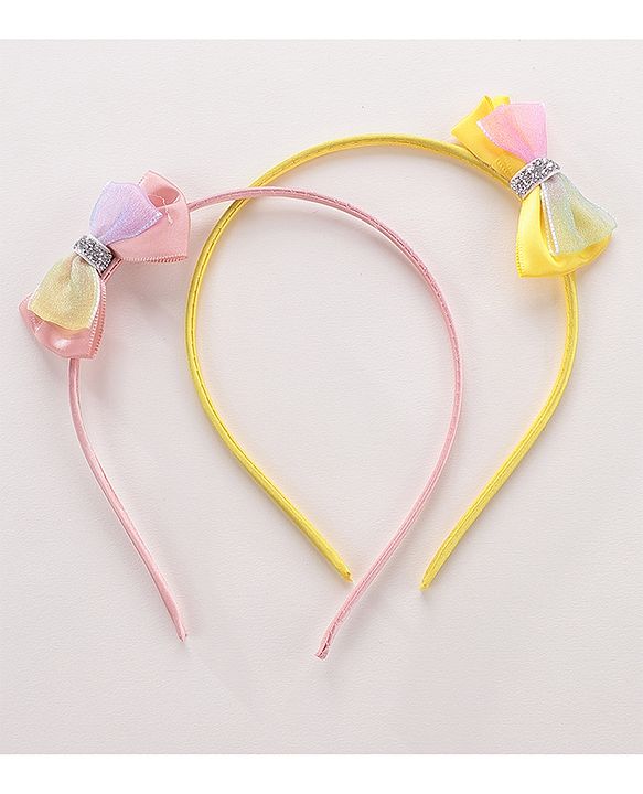 Babyhug Hair Bands With Alligator Hair Clips Pack of 6 - Yellow & Peach