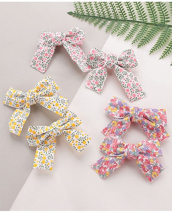 Babyhug Bow Hair Clips Pack of 6 - Multicolor