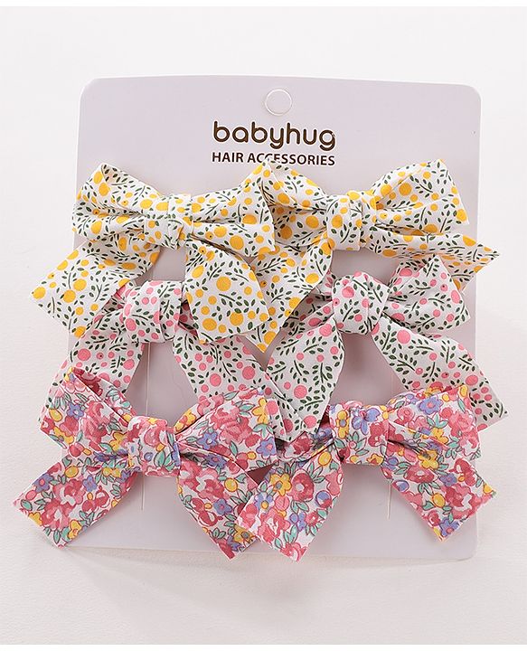 Babyhug Bow Hair Clips Pack of 6 - Multicolor