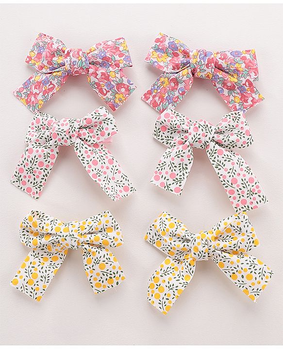 Babyhug Bow Hair Clips Pack of 6 - Multicolor