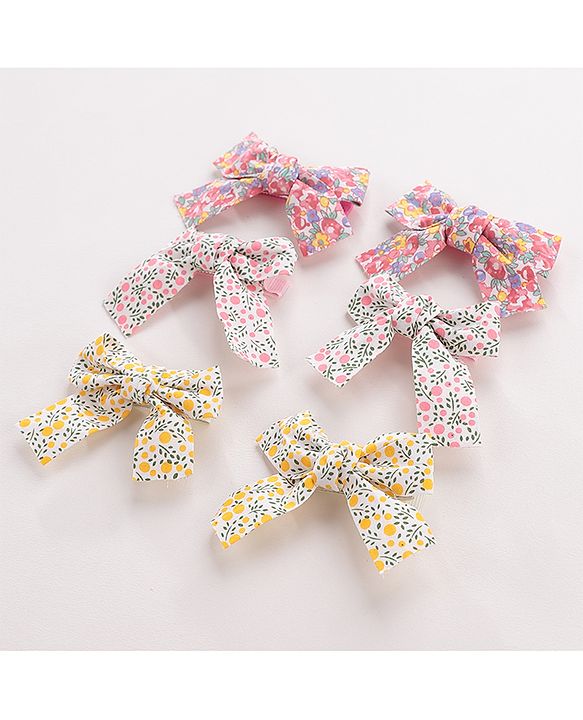 Babyhug Bow Hair Clips Pack of 6 - Multicolor