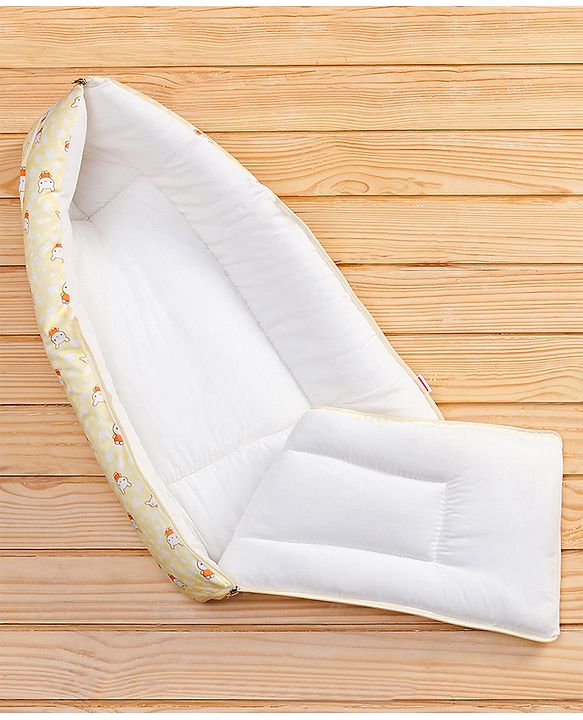 Babyhug Velour Sleeping Bag with Bunny Print - Yellow