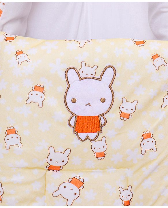 Babyhug Velour Sleeping Bag with Bunny Print - Yellow