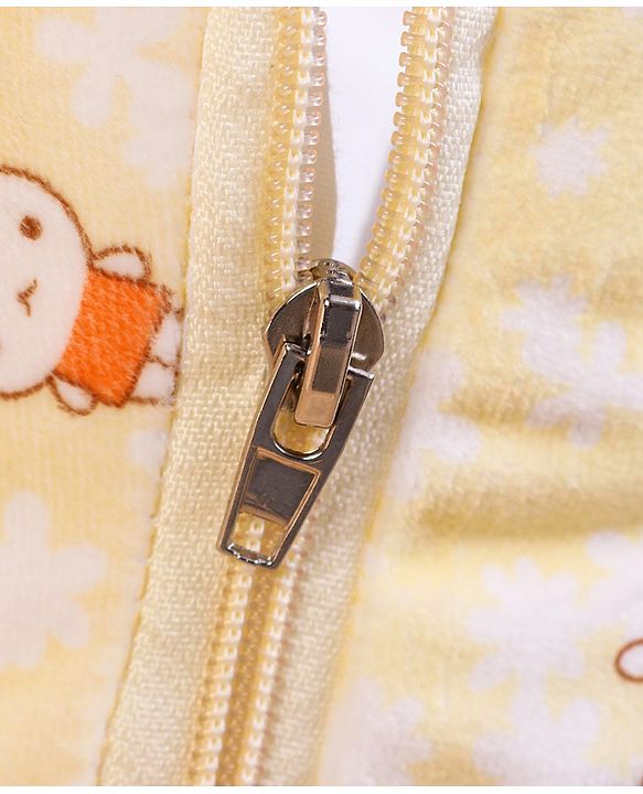 Babyhug Velour Sleeping Bag with Bunny Print - Yellow