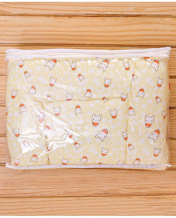 Babyhug Velour Sleeping Bag with Bunny Print - Yellow