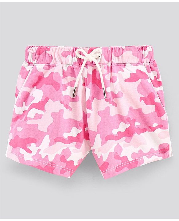 Pine Kids Knee Length Shorts Camouflage Print - Pink