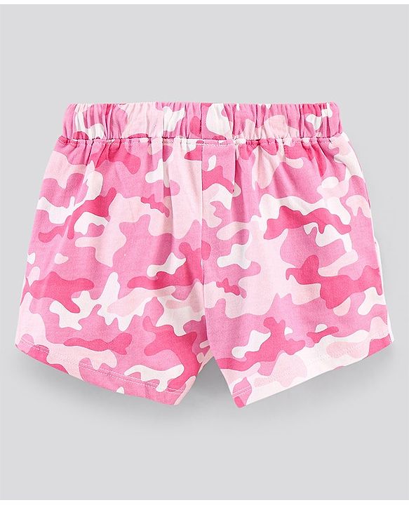 Pine Kids Knee Length Shorts Camouflage Print - Pink