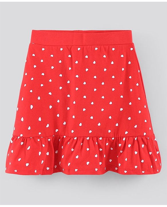 Pine Kids Biowashed Skirt Heart Print - Red