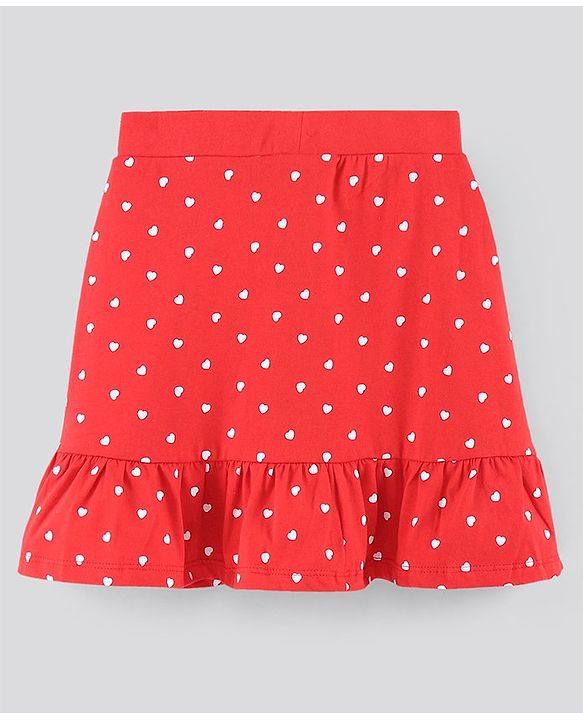 Pine Kids Biowashed Skirt Heart Print - Red