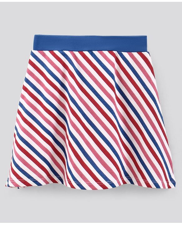 Pine Kids Above Knee Length Biowashed Skirt Stripes Print- Multicolor