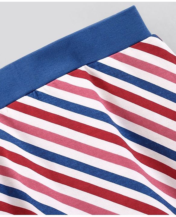 Pine Kids Above Knee Length Biowashed Skirt Stripes Print- Multicolor