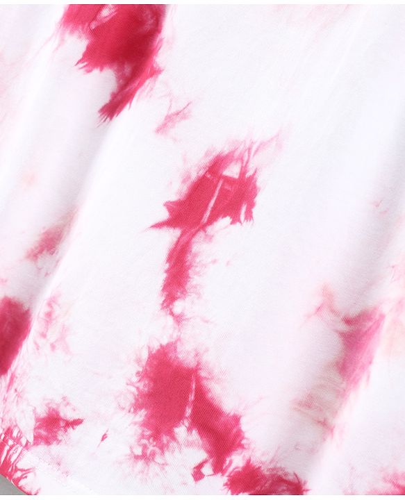 Pine Kids Above Knee Length Biowash Tie & Dye Skirt  - Pink White
