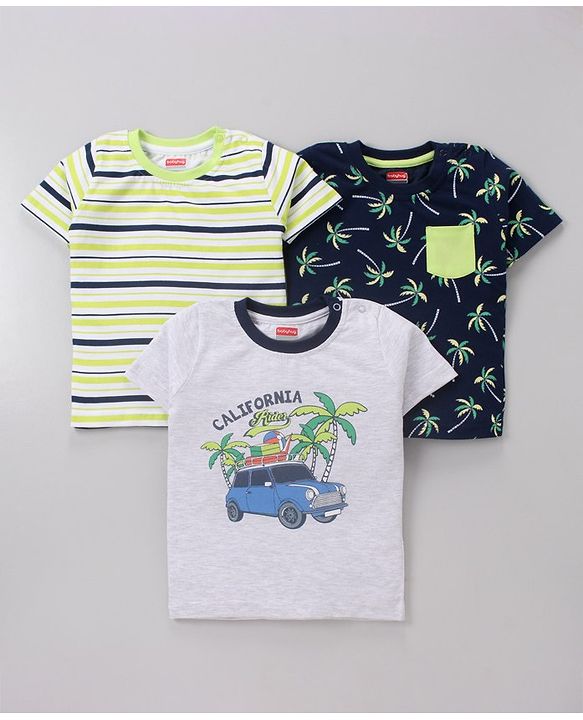 Babyhug Half Sleeves T-Shirts Multi Print Pack of 3 - Multicolour