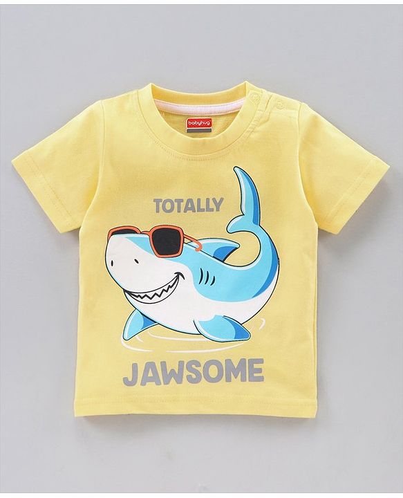Babyhug Half Sleeves Striped T-Shirts Shark Print Pack of 3 - Multicolor