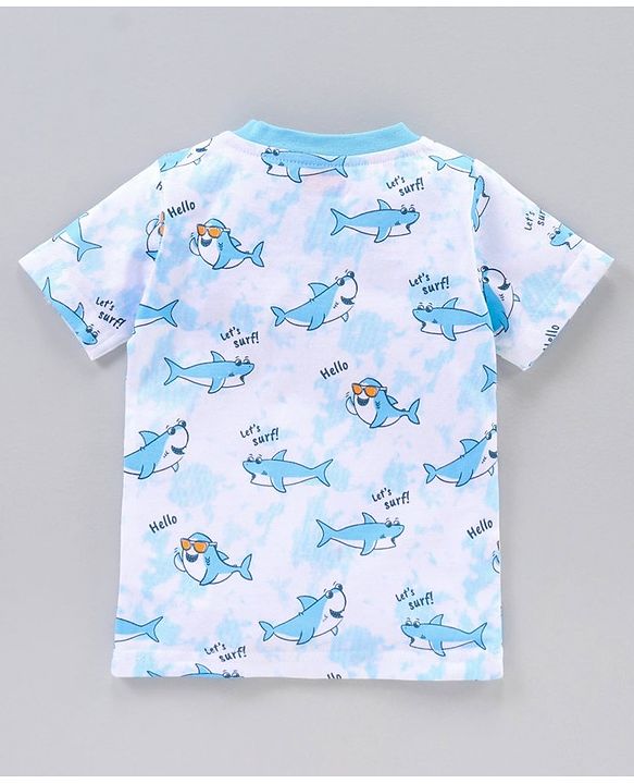 Babyhug Half Sleeves Striped T-Shirts Shark Print Pack of 3 - Multicolor