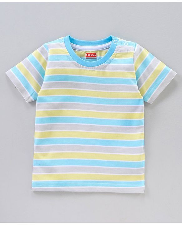 Babyhug Half Sleeves Striped T-Shirts Shark Print Pack of 3 - Multicolor