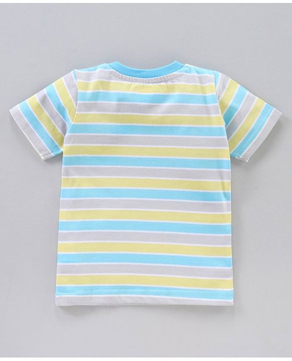 Babyhug Half Sleeves Striped T-Shirts Shark Print Pack of 3 - Multicolor