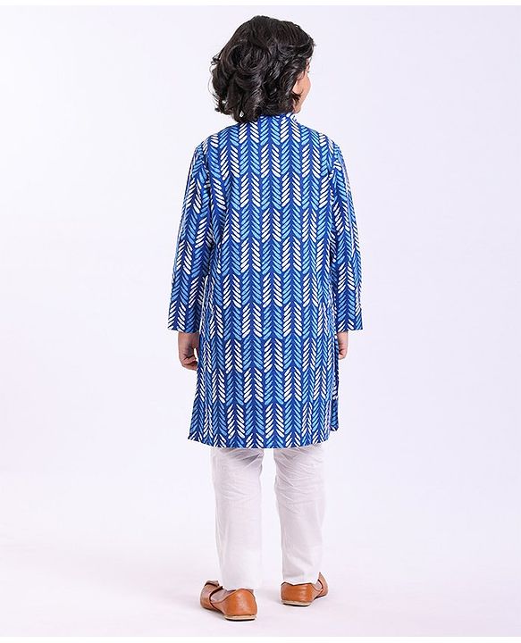 Pine Kids Full Sleeves Printed Kurta & Pyjama Set- Blue