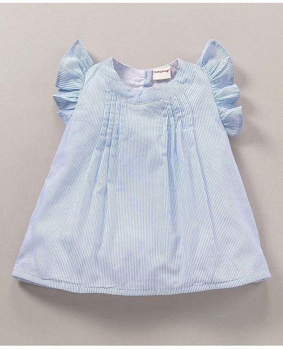 Babyhug Frill Sleeves Striped Top - Blue