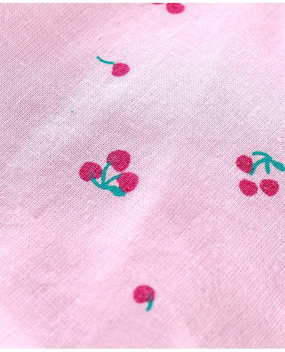Babyhug Cotton Cambric Singlet Front Open Top With Knot- Pink