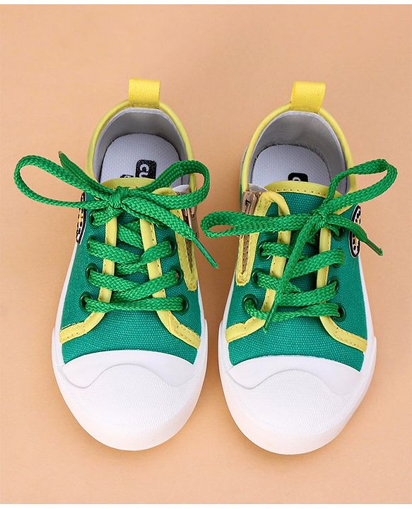 Cute Walk by Babyhug Lace Up Casual Shoes Smiley Applique - Green