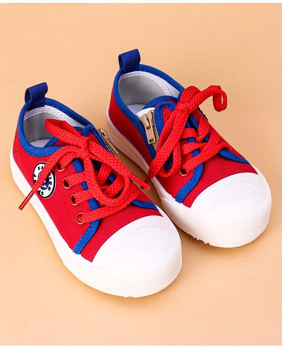 Cute Walk by Babyhug Lace Up Casual Shoes Smiley Applique - Red