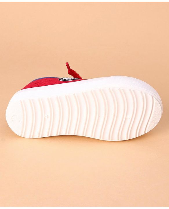 Cute Walk by Babyhug Lace Up Casual Shoes Smiley Applique - Red