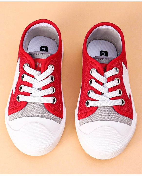 Cute Walk by Babyhug Lace Up Casual Shoes Star Patch - Red