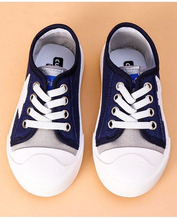 Cute Walk by Babyhug Lace Up Casual Shoes Star Patch - Navy Blue