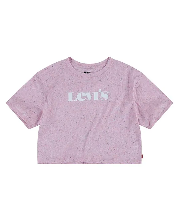 Buy Levis Half Sleeves Brand Name Print Cropped Tee Beige for