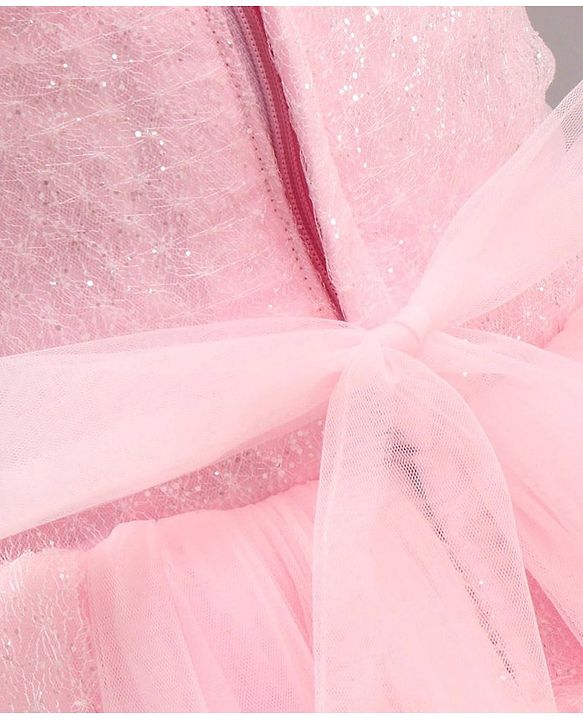 Babyhug Sleeveless Fit and Flare Embellished Party Frock with Corsage - Pink