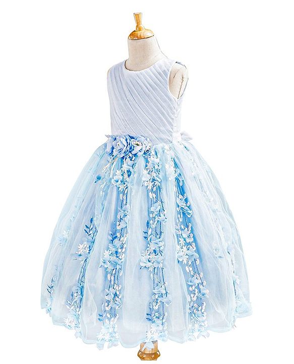 Babyhug Sleeveless Party Wear Gown - Frozen Blue