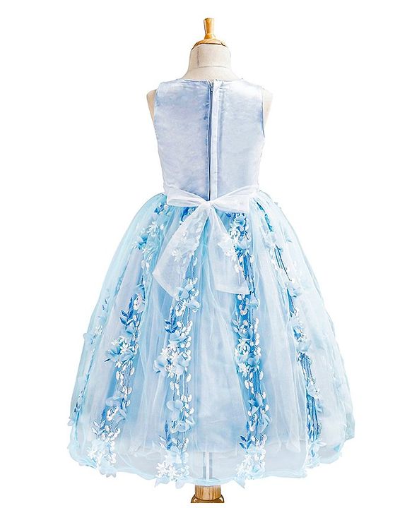 Babyhug Sleeveless Party Wear Gown - Frozen Blue