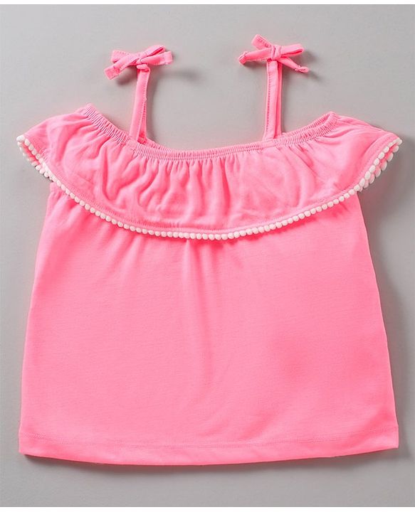 Babyhug Sleeveless Top & Striped Skirt - Pink