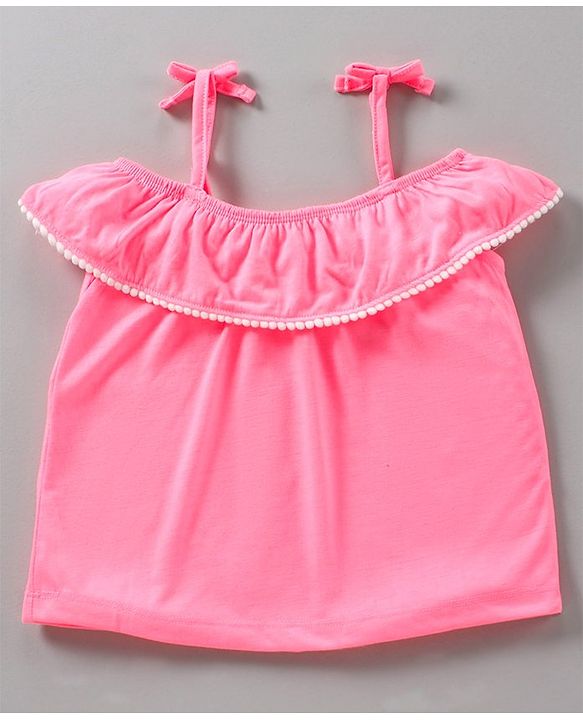 Babyhug Sleeveless Top & Striped Skirt - Pink