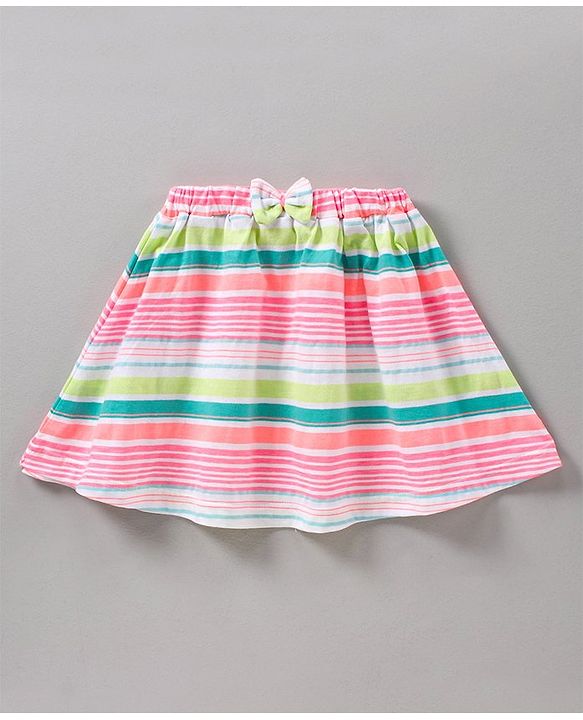 Babyhug Sleeveless Top & Striped Skirt - Pink