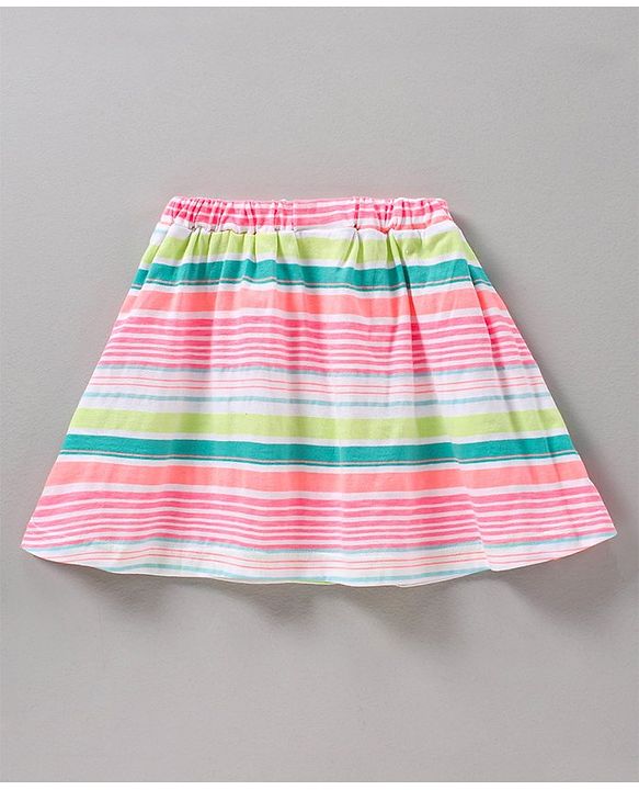 Babyhug Sleeveless Top & Striped Skirt - Pink