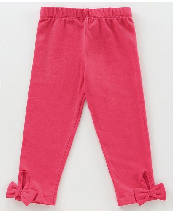 Babyhug Short Sleeves Top & Leggings Set Checks & Floral Print with Bow Applique - Pink