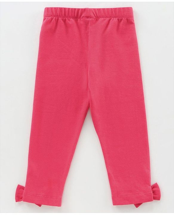 Babyhug Short Sleeves Top & Leggings Set Checks & Floral Print with Bow Applique - Pink