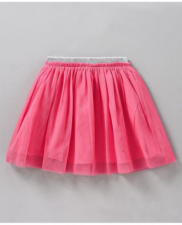 Babyhug Short Sleeves Top & Skirt Sequin Butterfly Embroidery - White Fuchsia