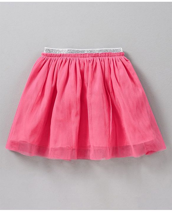 Babyhug Short Sleeves Top & Skirt Sequin Butterfly Embroidery - White Fuchsia