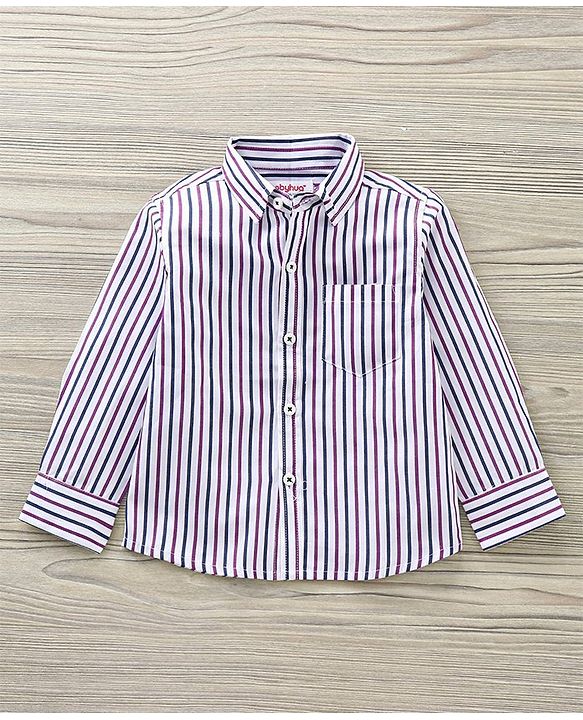 Babyhug Party Wear Full Sleeves Stripe Shirt & Trouser With Bow - Black White
