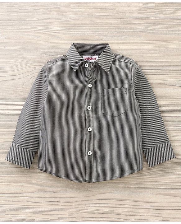 Babyhug Full Sleeves Shirt & Trouser with Bow - Grey